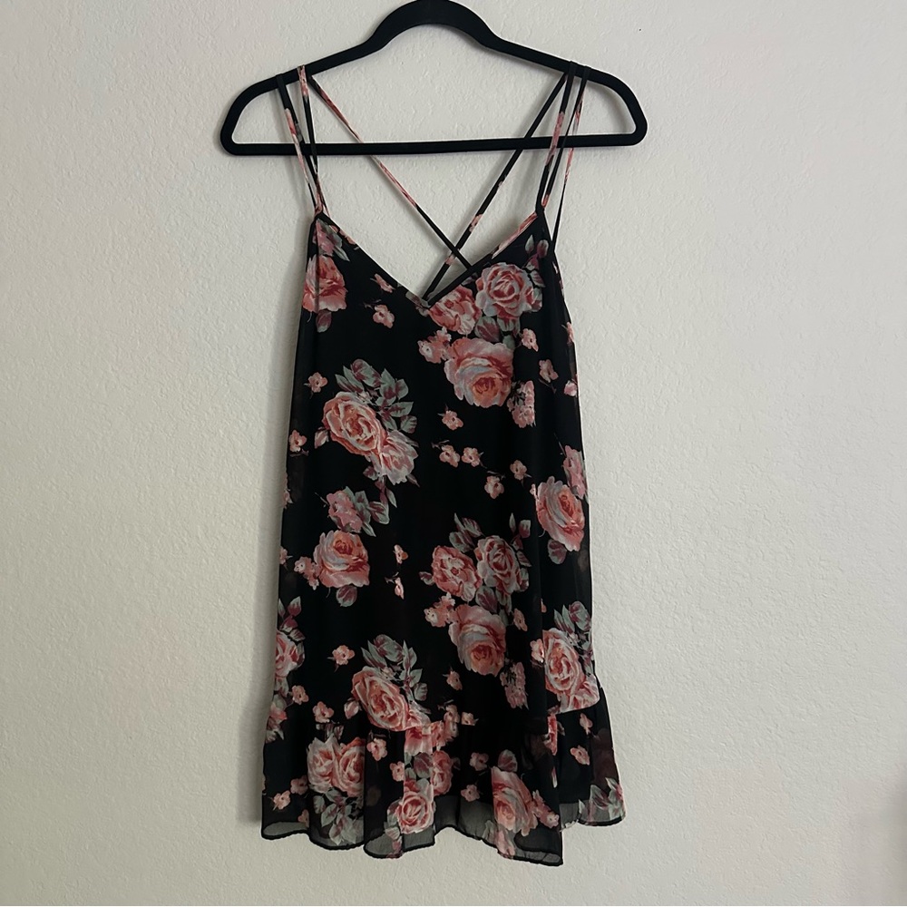 Cotton Candy Black and Pink Floral Dress